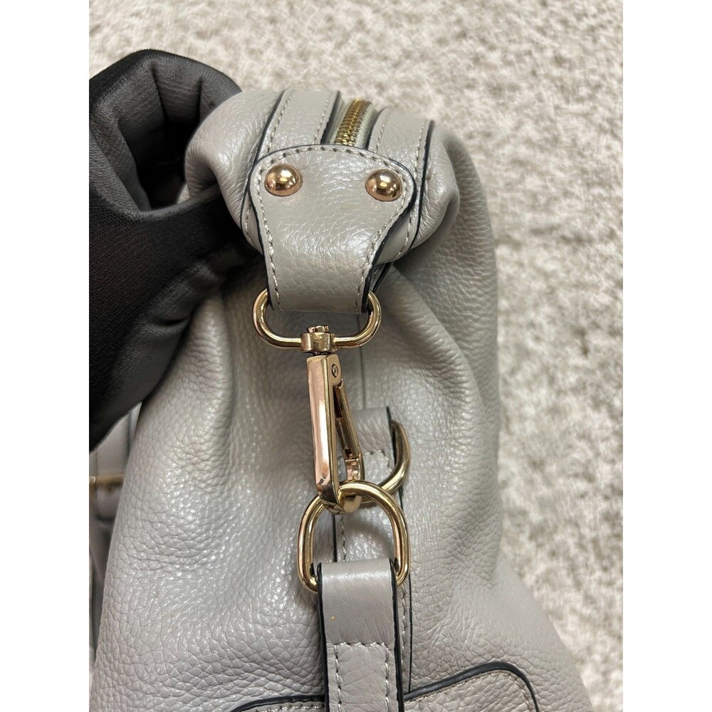 ORA DELPHNE leather Satchel light Gray LG Top Handles/Shoulder Strap - Picture 14 of 14